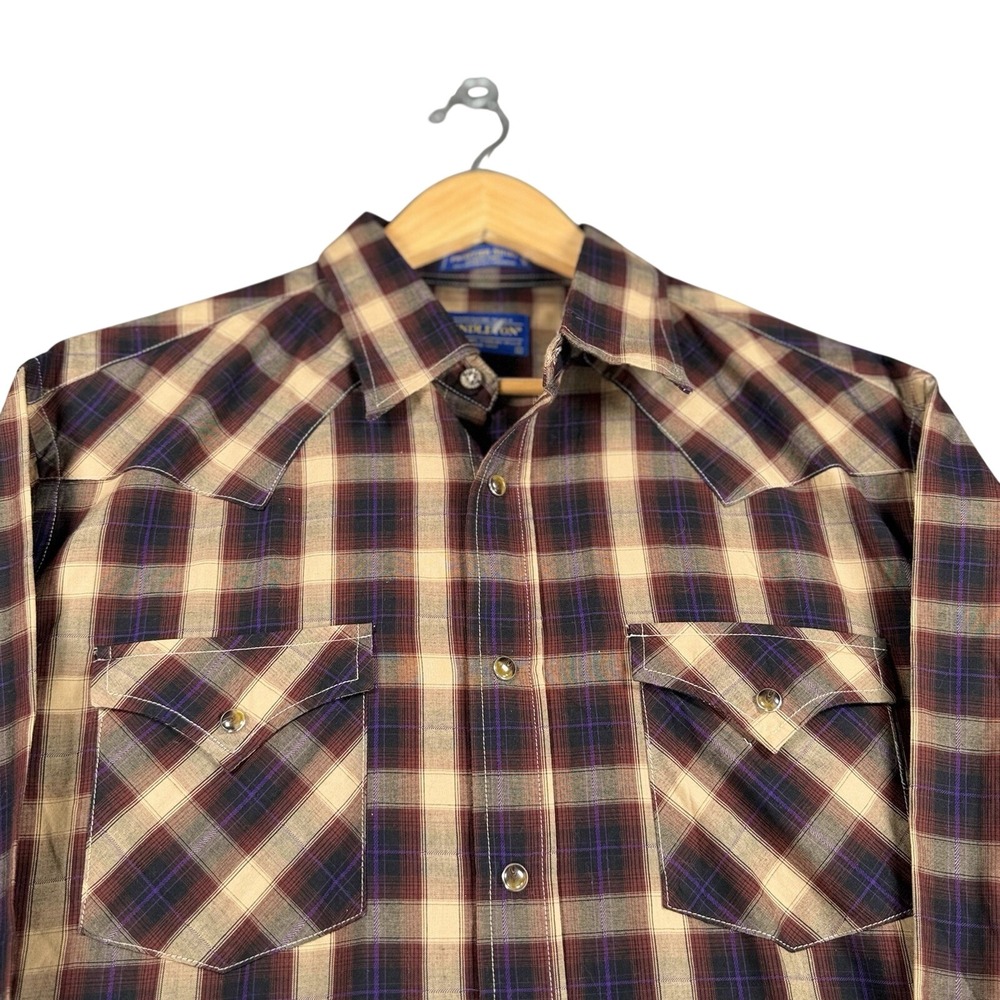 Pendleton Frontier Shirt Men Plaid Western Button Up Cotton Workwear Flannel